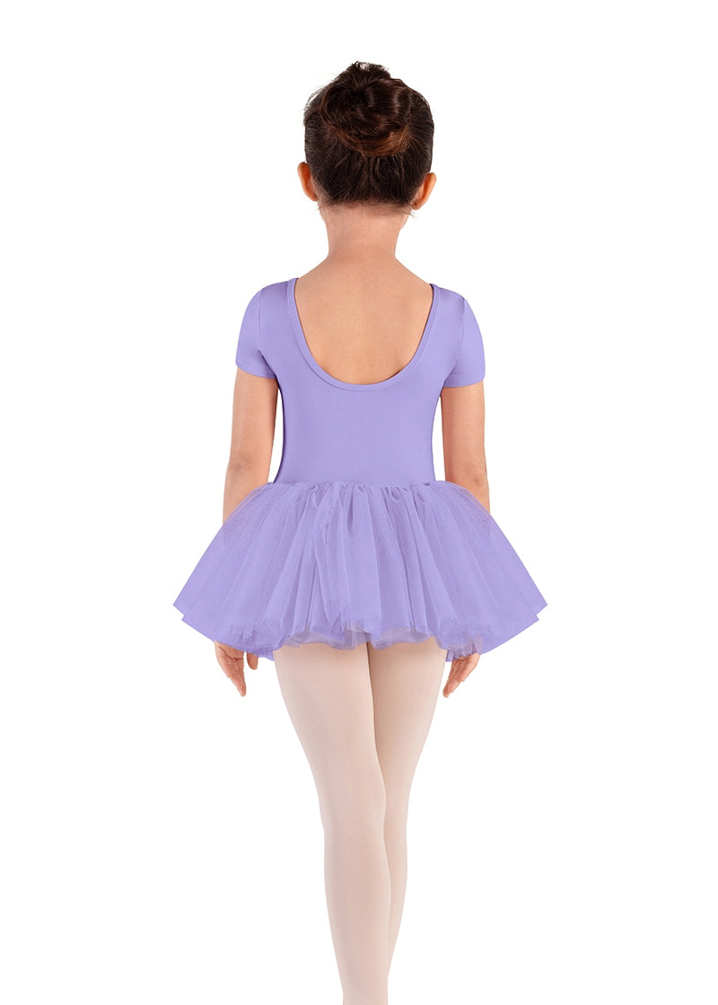 Bloch purple dance dress with tutu skirt and scoop back