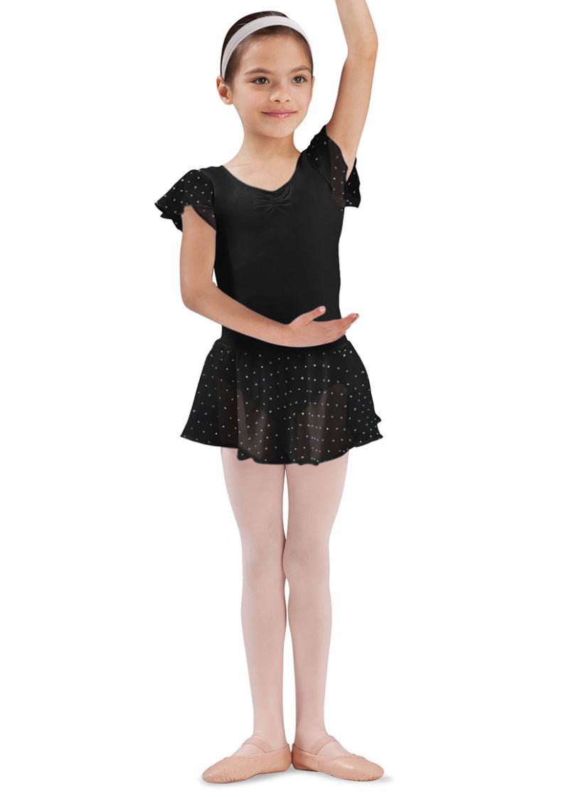 Olesia Georgette Sequin Youth Pull-On Skirt (Black)
