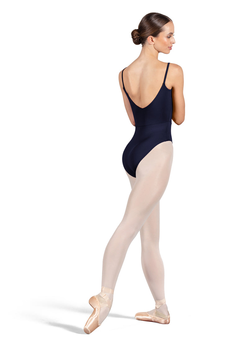 Bloch Ruby camisole leotard in navy blue with scoop back.