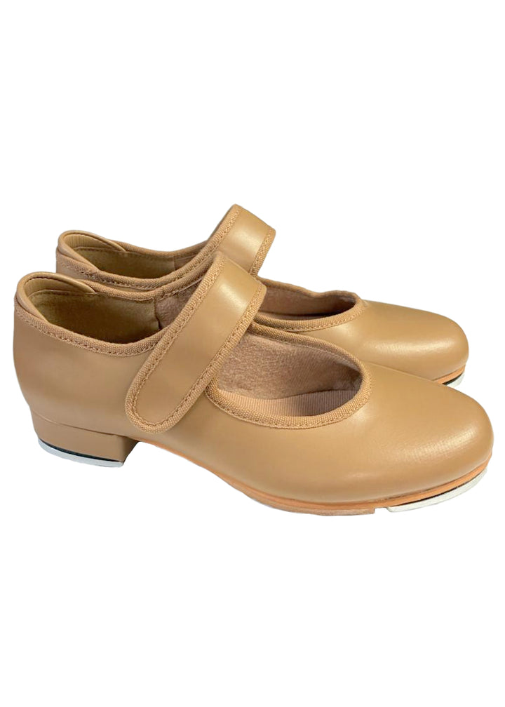 Bloch S0357G-BTAN Girls' Allie Velcro Strap Tap Shoes in Bloch Tan (a light tan skin tone color)
