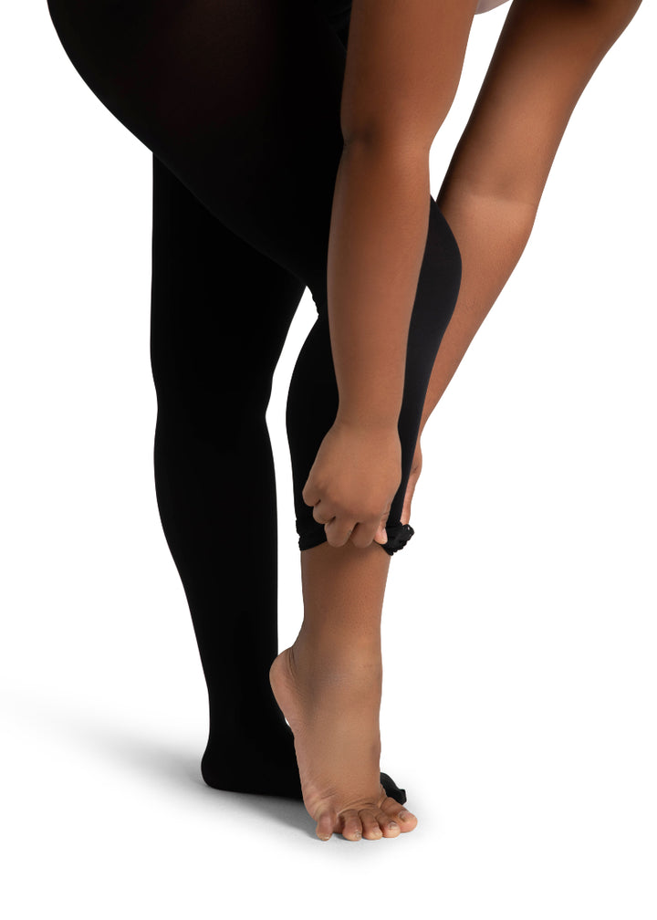 Capezio 1816-BLK Ultra Soft Transition Tights with 1 inch elastic waistband in Black