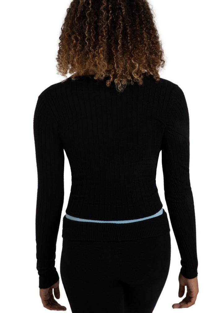 Capezio black ribbed knit wrap sweater