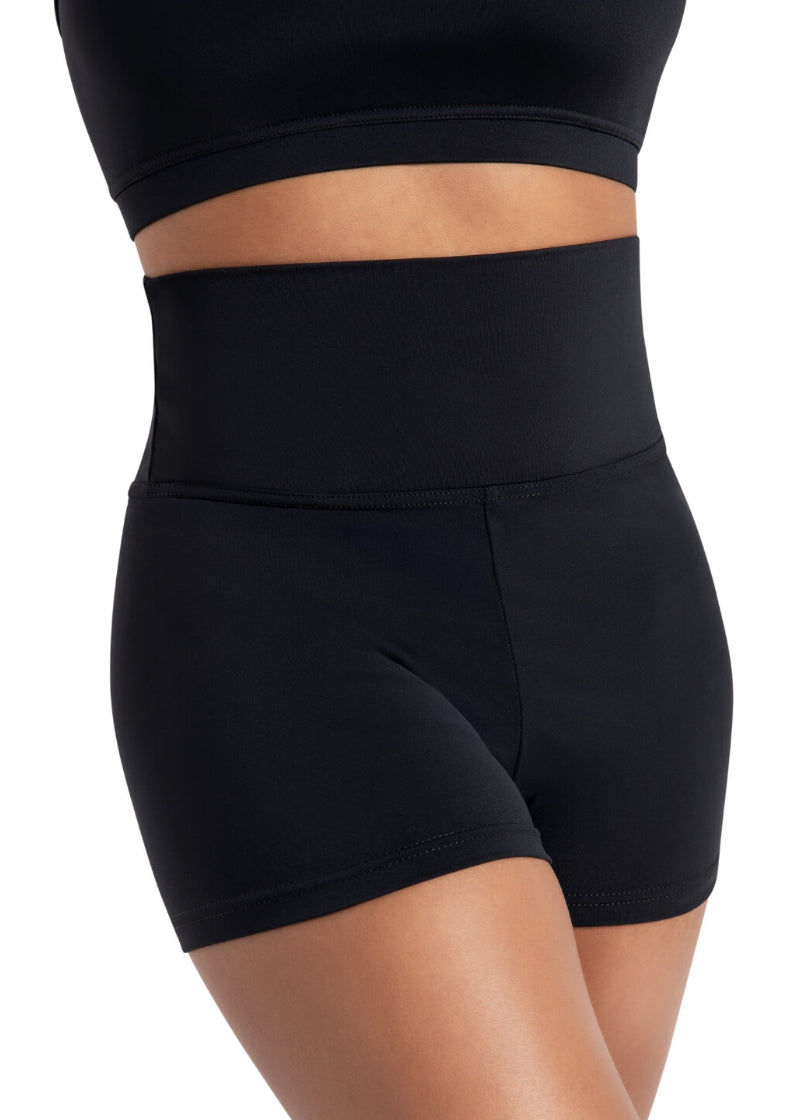 Capezio TB131-BLK Team Basics High-Waisted Shorts in Black