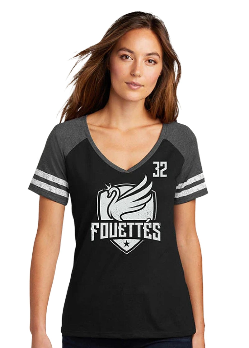Covet Dance 32F-JER 32 Fouettés Jersey T-Shirt in Black/Grey