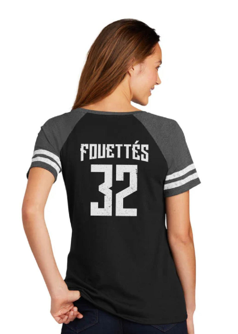 Covet Dance 32F-JER 32 Fouettés Jersey T-Shirt in Black/Grey