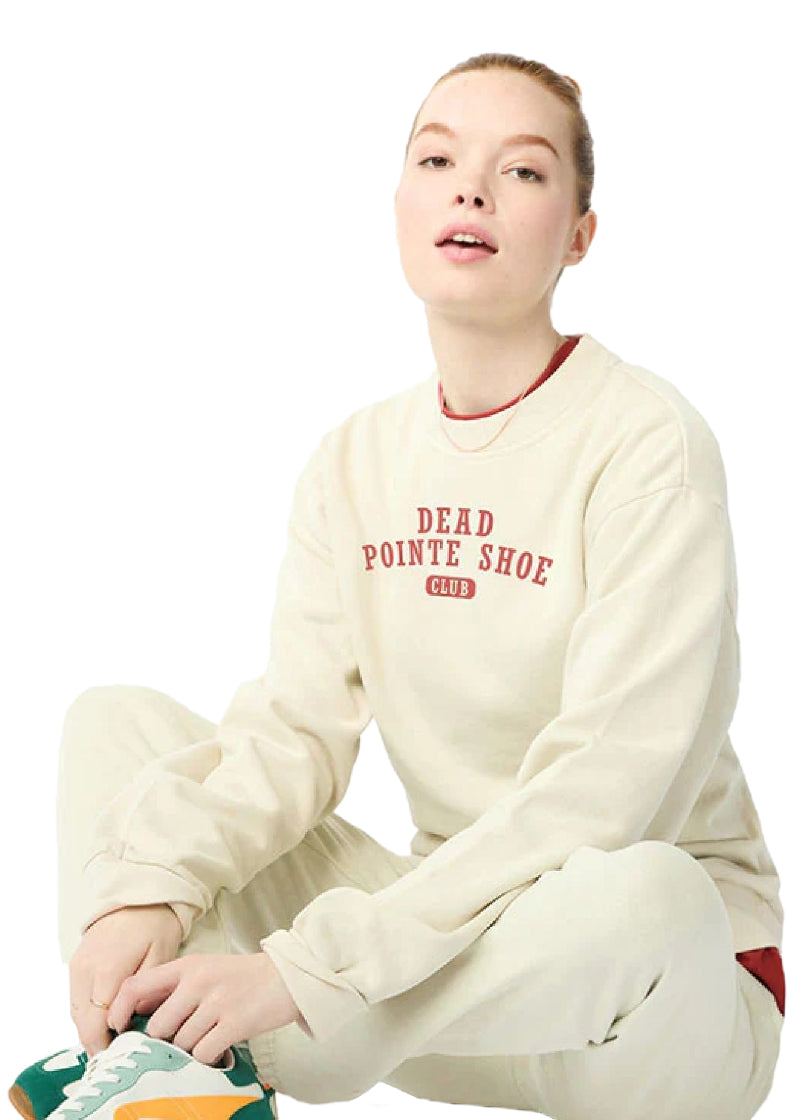 Covet Dance DPC-SS Cream-Colored Dead Pointe Shoe Club Crewneck Sweater