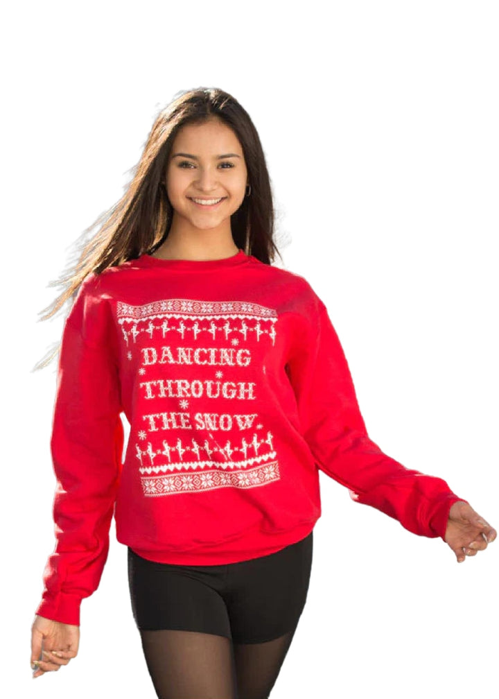 Dancing Through the Snow Crewneck Sweater (Red)