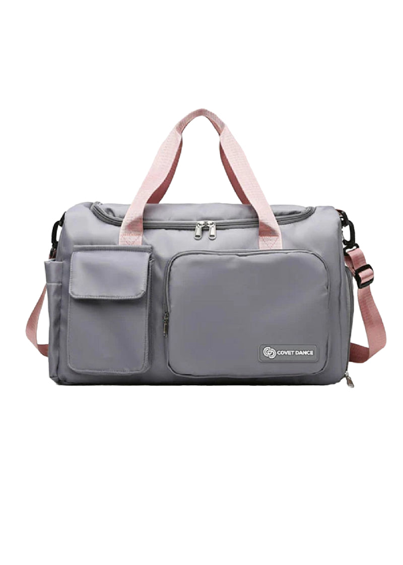 Covet Dance JOI-PR-DUF Joi Prima Duffel Bag in Grey/Pink