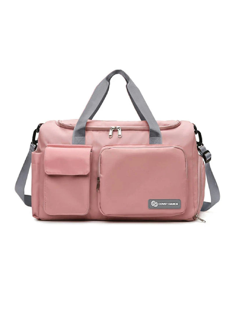 Covet Dance JOI-PR-DUF Joi Prima Duffel Bag in Pink/Grey