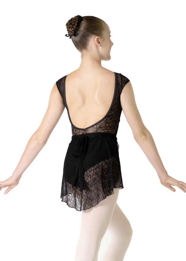 ON SALE Delphine Lace Cap Sleeve Leotard (Jet)