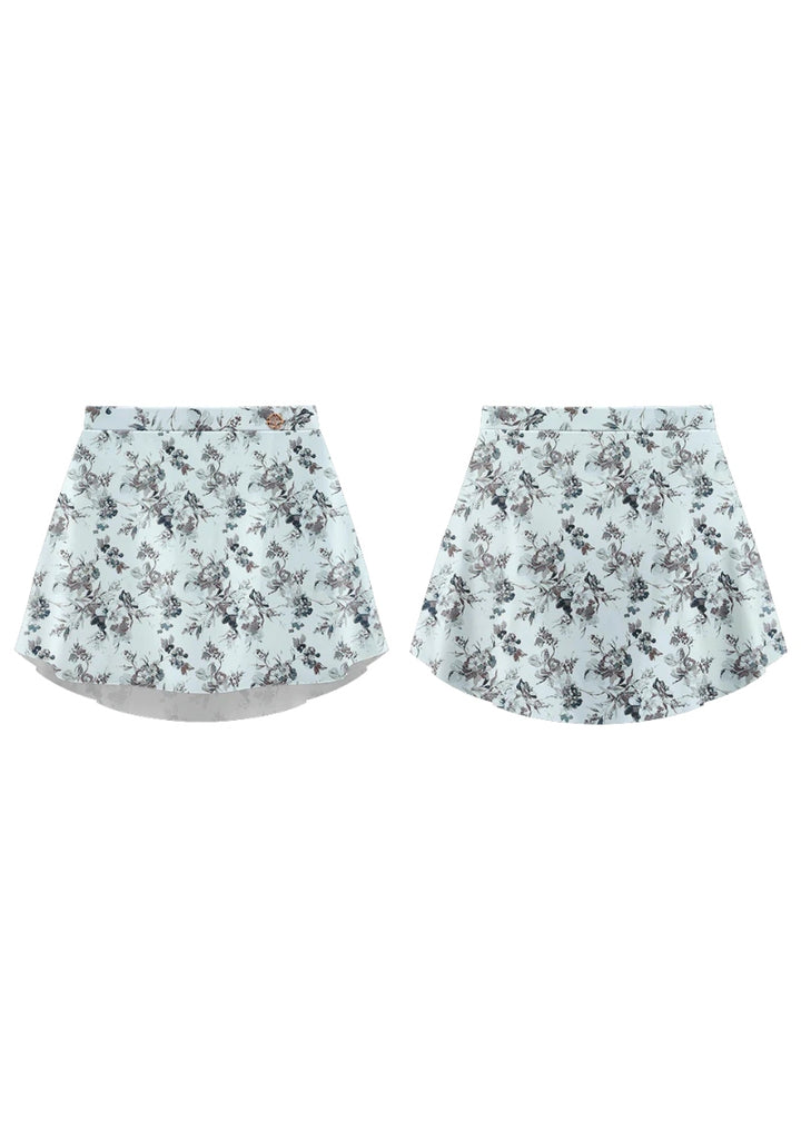 ON SALE Danse de Paris Patterned Pull-On Skirt (Blossom)
