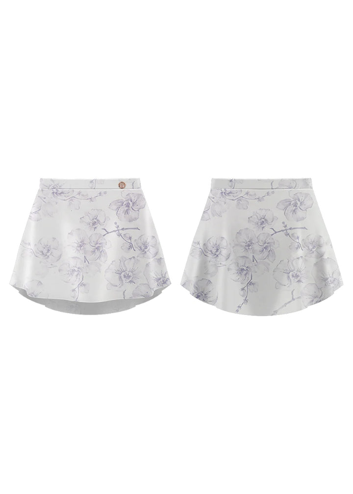 ON SALE Danse de Paris Patterned Pull-On Skirt (Orchid)