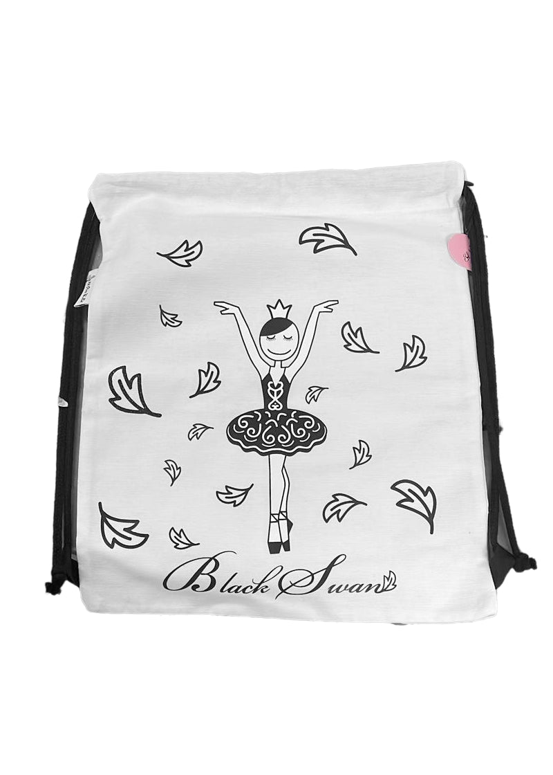 On Sale Swan Queen Drawstring Backpack Black Swan Blanco White