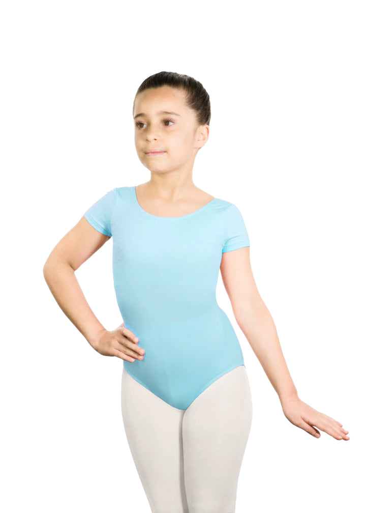Ballet Rosa light blue short sleeve leotard