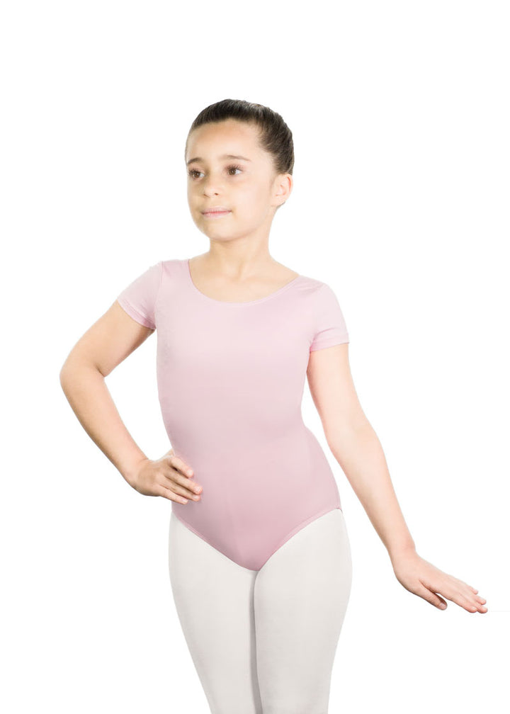 Ballet Rosa light pink short sleeve leotard