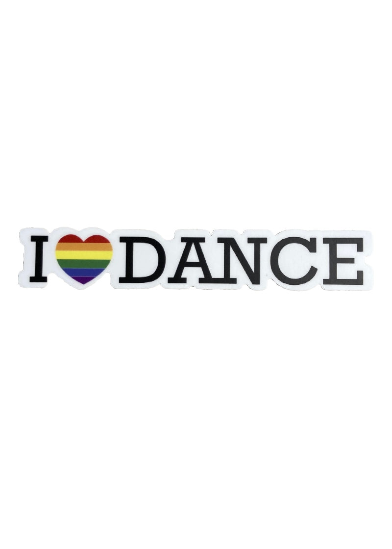 Rainbow heart in I heart dance text sticker.