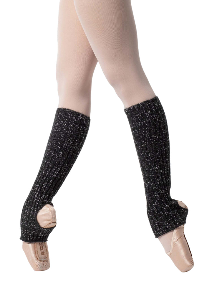Intermezzo 2663-073 Women's Prelux Metallic Calf-Length Stirrup Legwarmers in Black-Silver