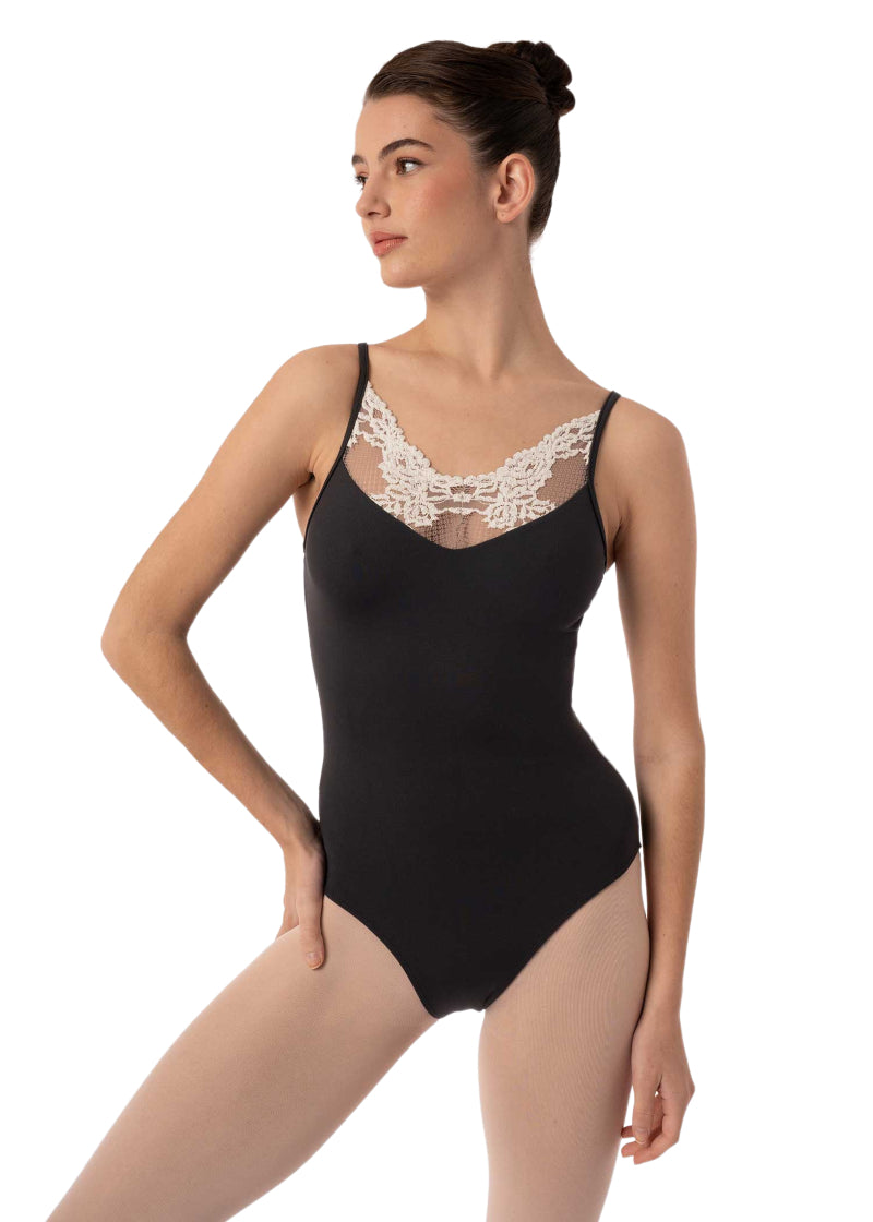 Intermezzo 31704-037 Fortunata Lace Camisole Leotard in Black/White