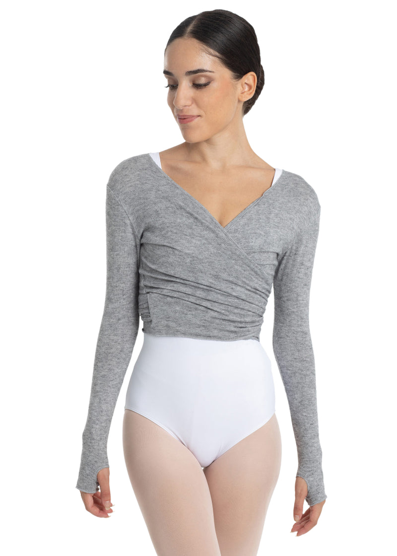 Intermezzo 6450-033 Women's JERCRUVISNAC Long Sleeve Ballet Wrap Sweater in Grey