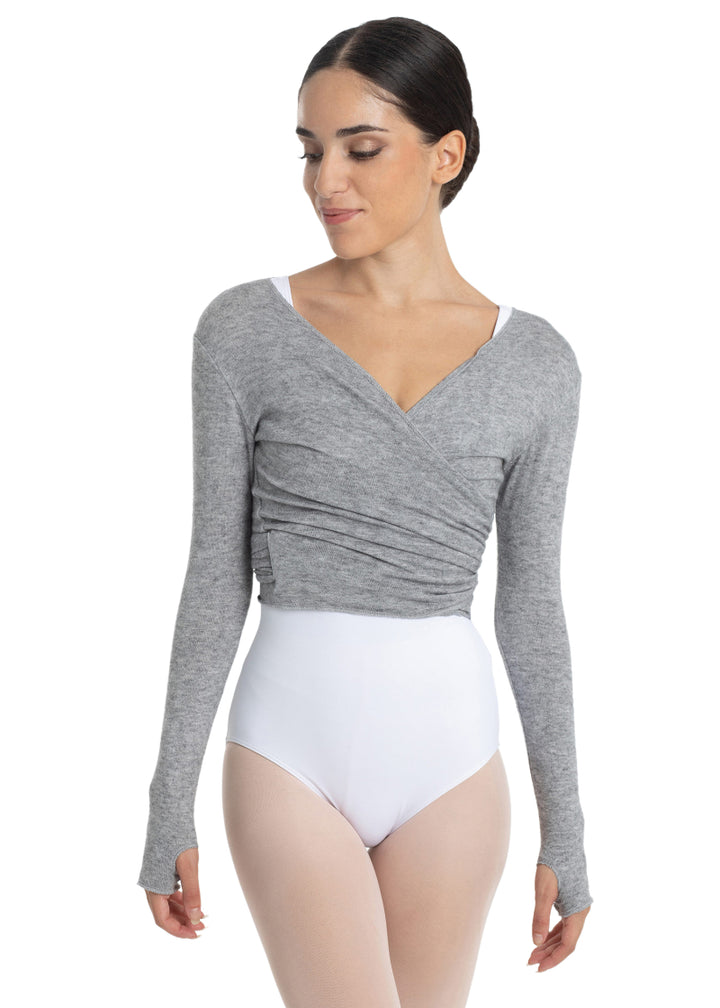 Intermezzo 6450-033 Women's JERCRUVISNAC Long Sleeve Ballet Wrap Sweater in Grey