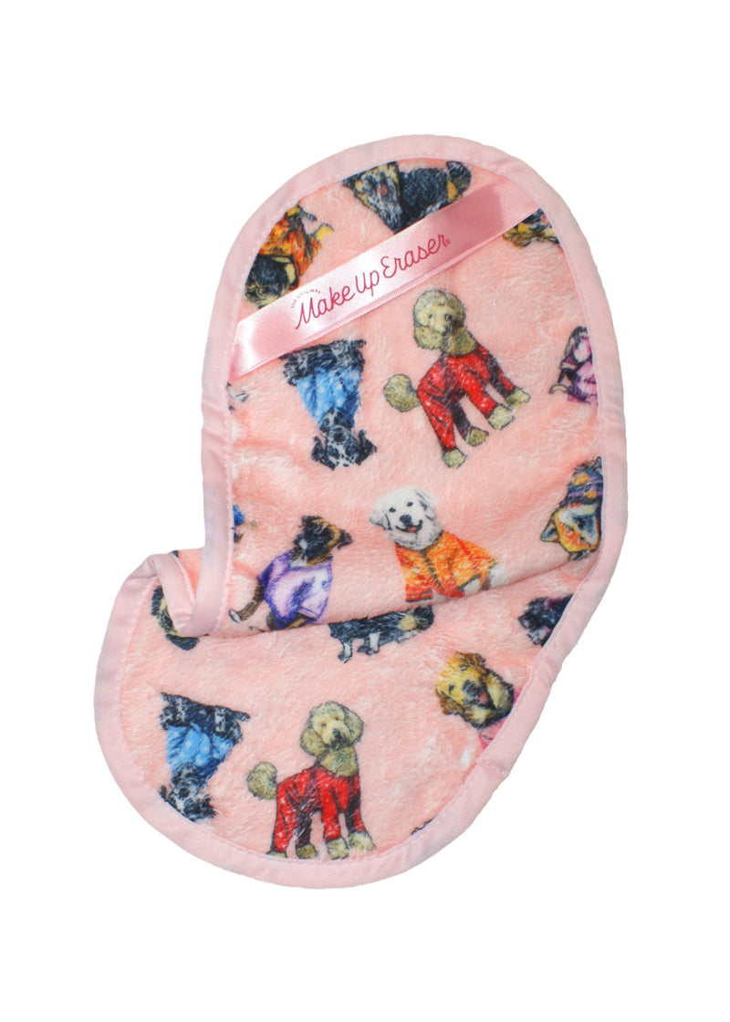 MakeUp Eraser Pro in puppy print with pink background.