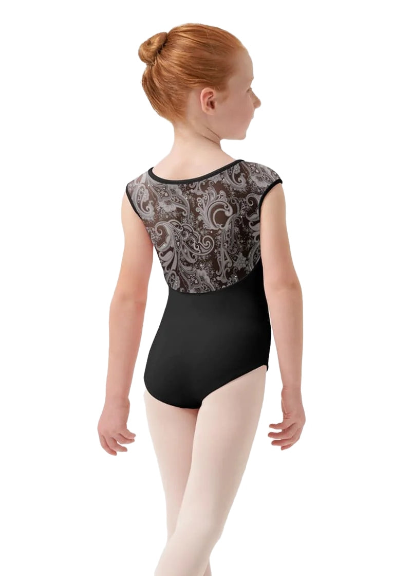 ON SALE Paisley Petite Youth Cap Sleeve Leotard (Black)