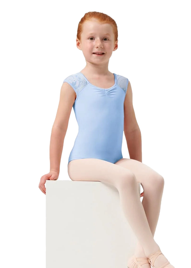 ON SALE Paisley Petite Youth Cap Sleeve Leotard (Blue)
