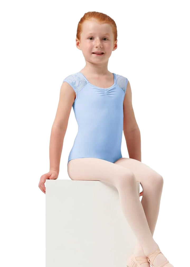 ON SALE Paisley Petite Youth Cap Sleeve Leotard (Blue)