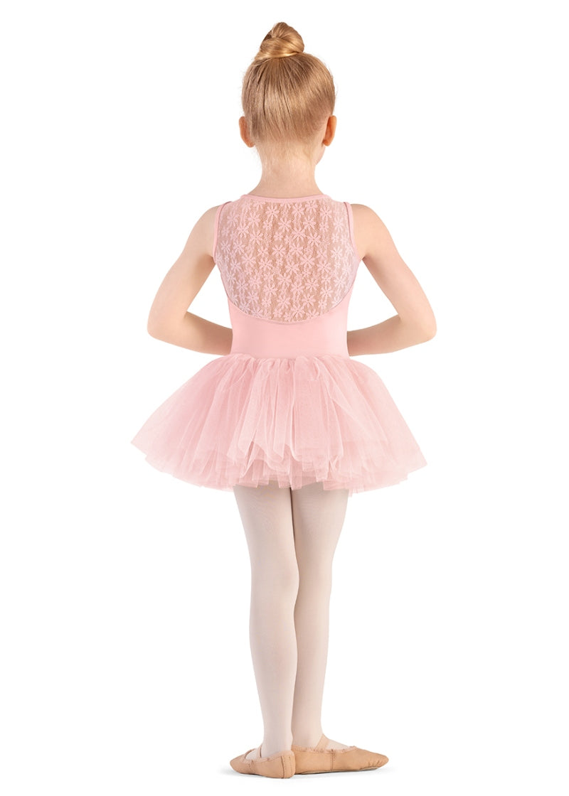 Mirella pink tank dance dress with tutu skirt and lace back panel