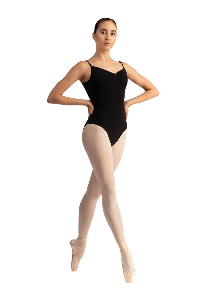 Nikolay Grishko DA2001MPN Emely Camisole Leotard with Adjustable Straps and Adjustable Ruche Leg-Line in Black