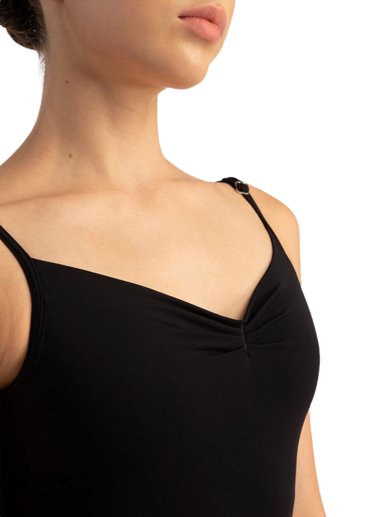 Nikolay Grishko DA2001MPN Emely Pinch Front Adjustable Strap Camisole Leotard in Black