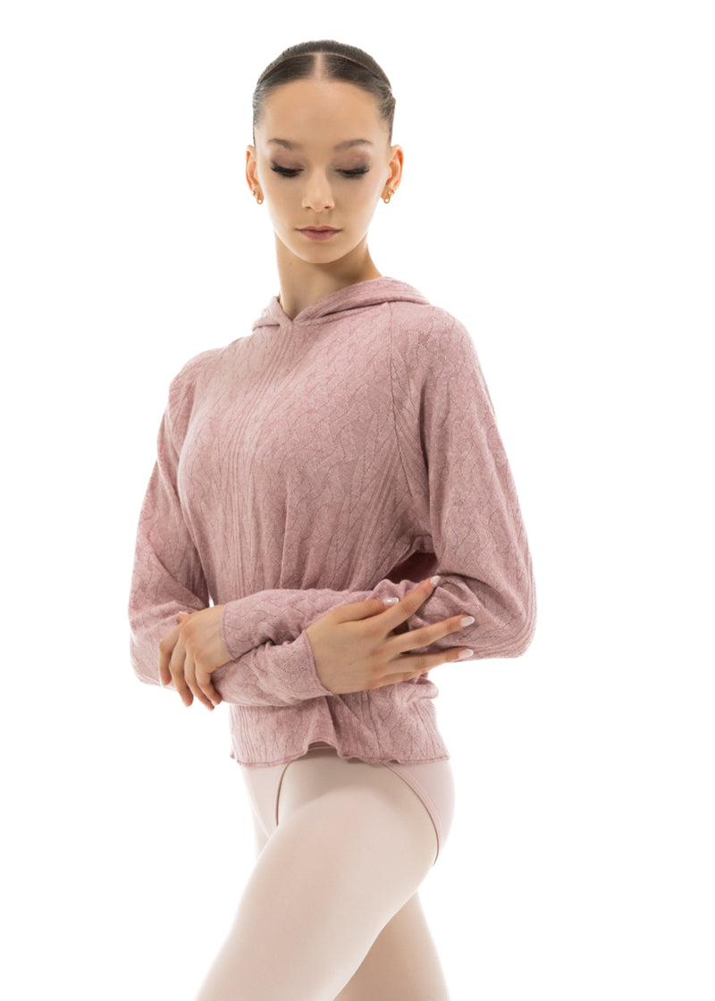 Nikolay Grishko DA5038N Thomasina Hooded Knit Sweater in Tea Rosa Light Pink