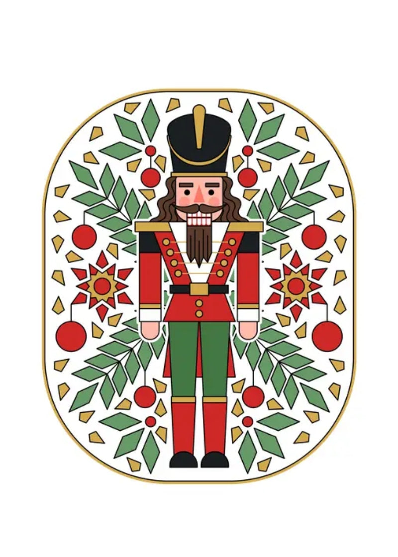 Nutcracker Holly Sticker (White)