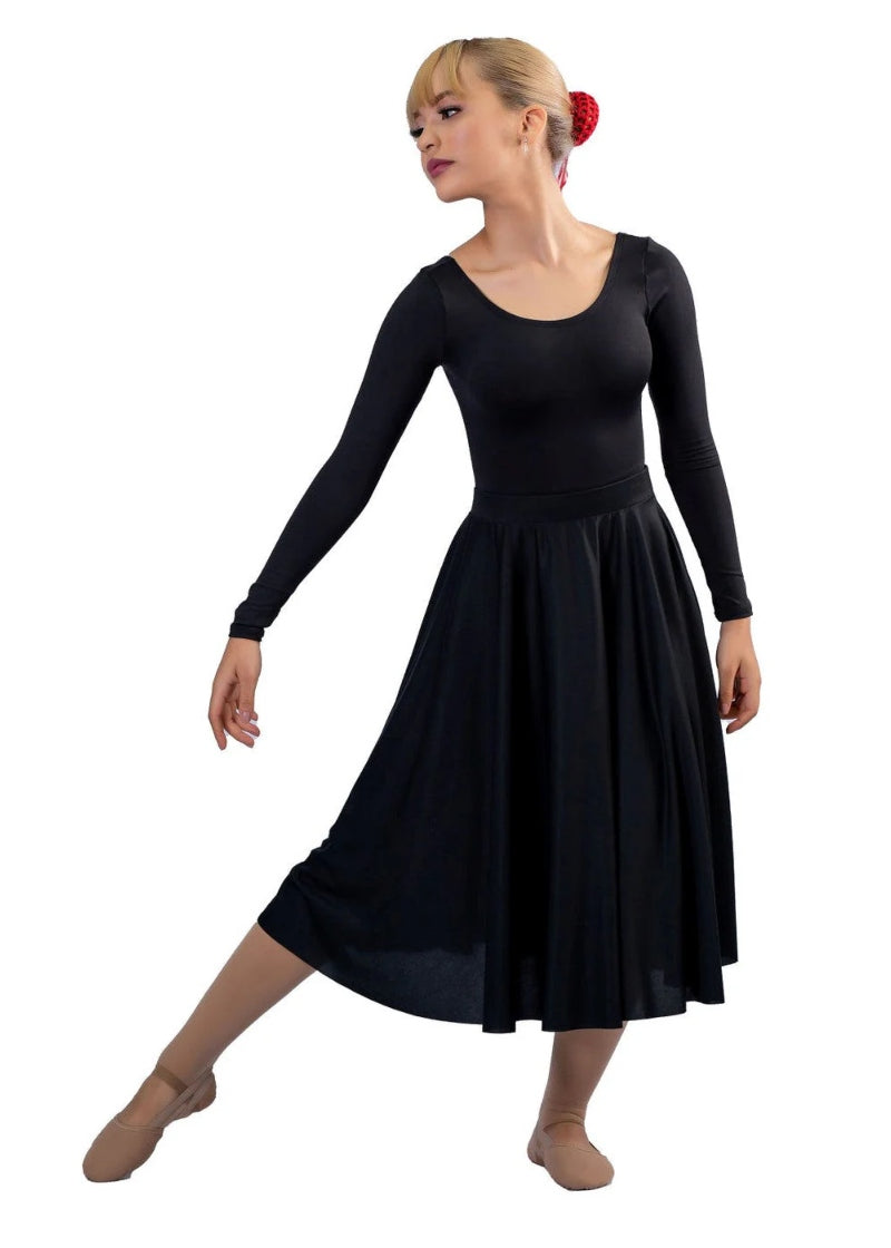 below knee black dress Poze Wear A504 Women's Below-the-Knee Character Circle Skirt in SA / Black Embellishment_Bow Neck:22 Pair with heels for Maxi Dresses for Women