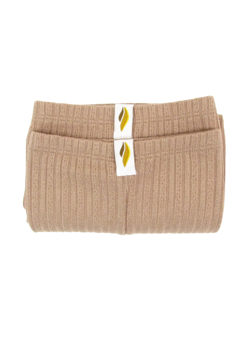 RubiaWear full length legwarmers in tan.