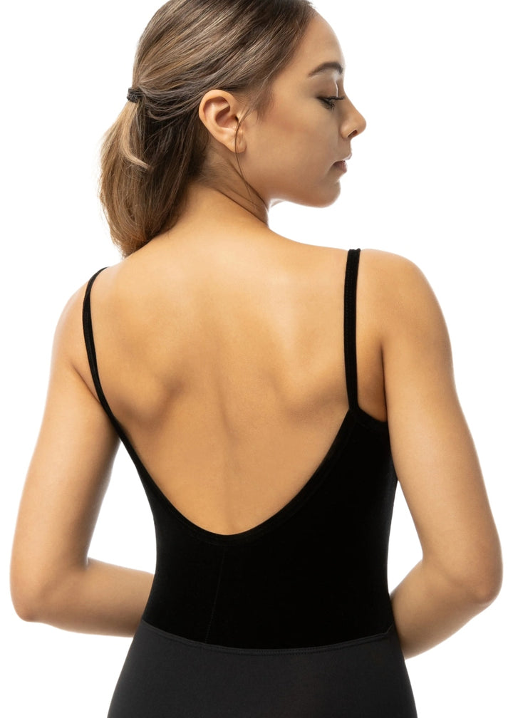 ON SALE Stardust Velvet Pinch Front Camisole Leotard (Black)