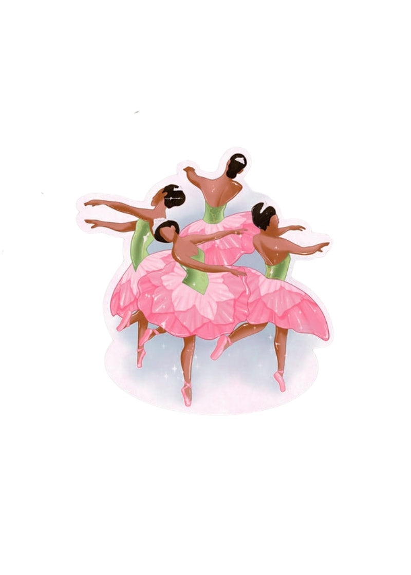 4 dancers in floral tutus.