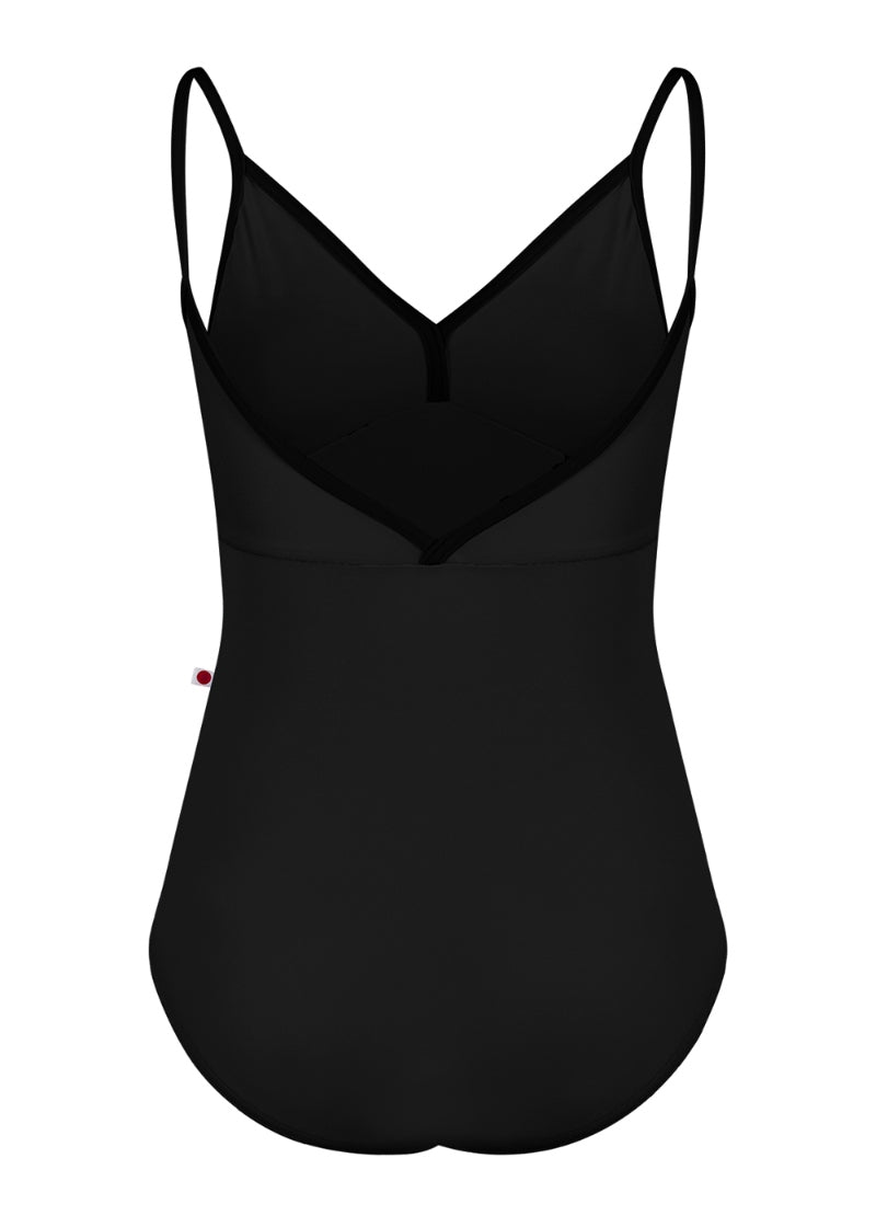 Yumiko black camisole leotard with velvet trim