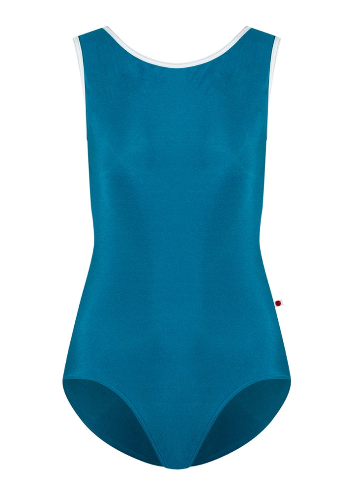 ON SALE Larissa High-Cut Tank Leotard (Ottanio/White)