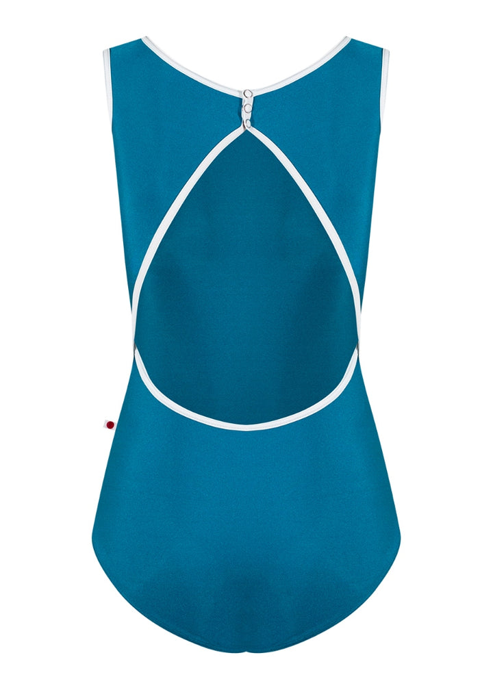 ON SALE Larissa High-Cut Tank Leotard (Ottanio/White)
