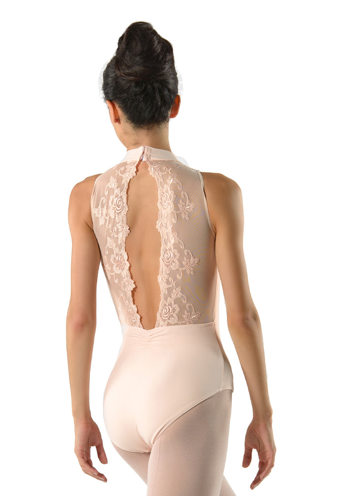 Amélie Lace High Neck Leotard (Poudré)