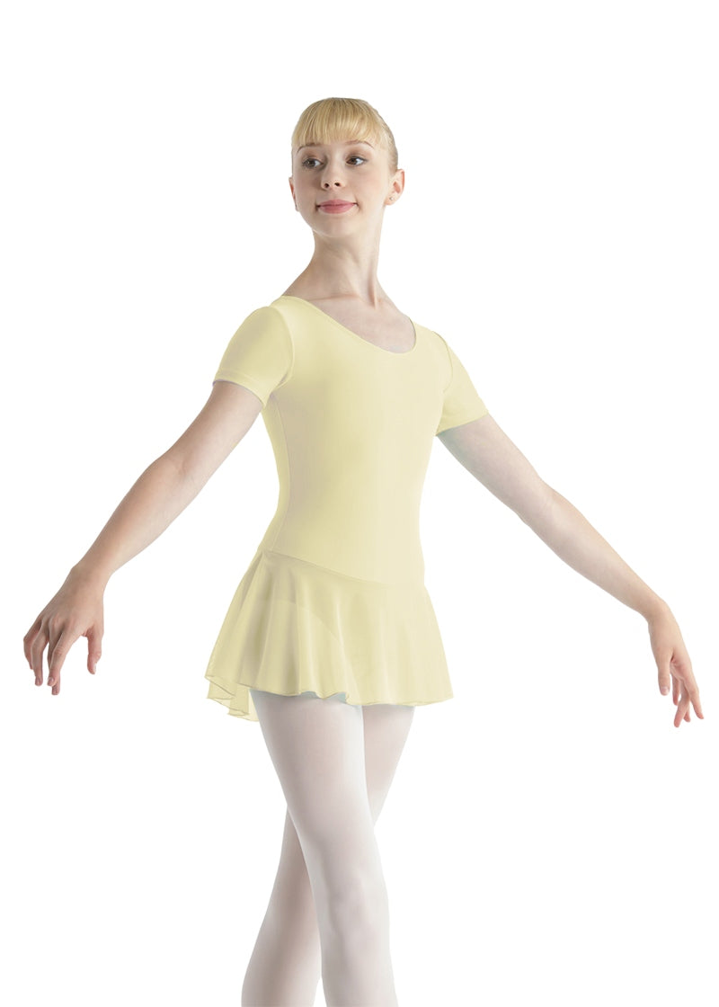 Ballet Rosa short sleeve dance dress with mesh shirt in yellow