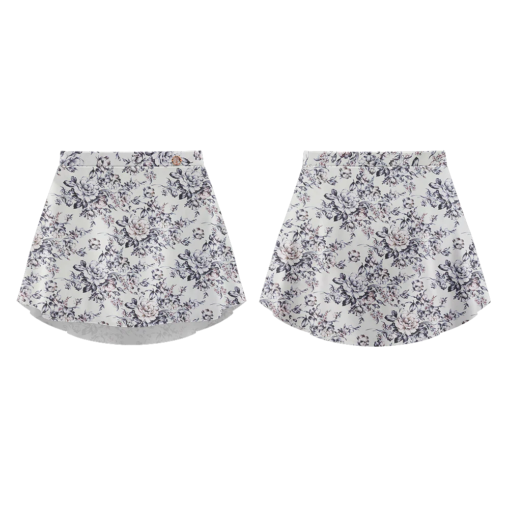 ON SALE Danse de Paris Patterned Pull-On Skirt (Vintage Blue)