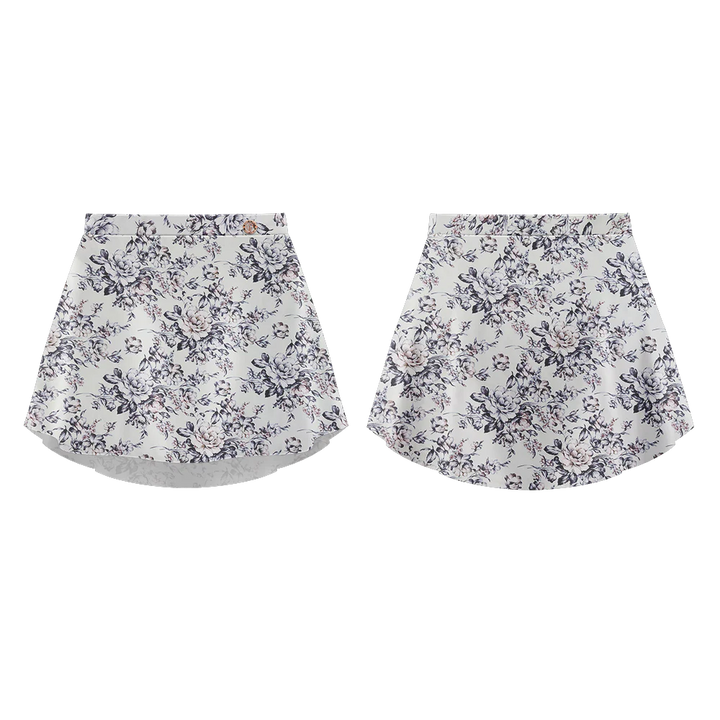 ON SALE Danse de Paris Patterned Pull-On Skirt (Vintage Blue)