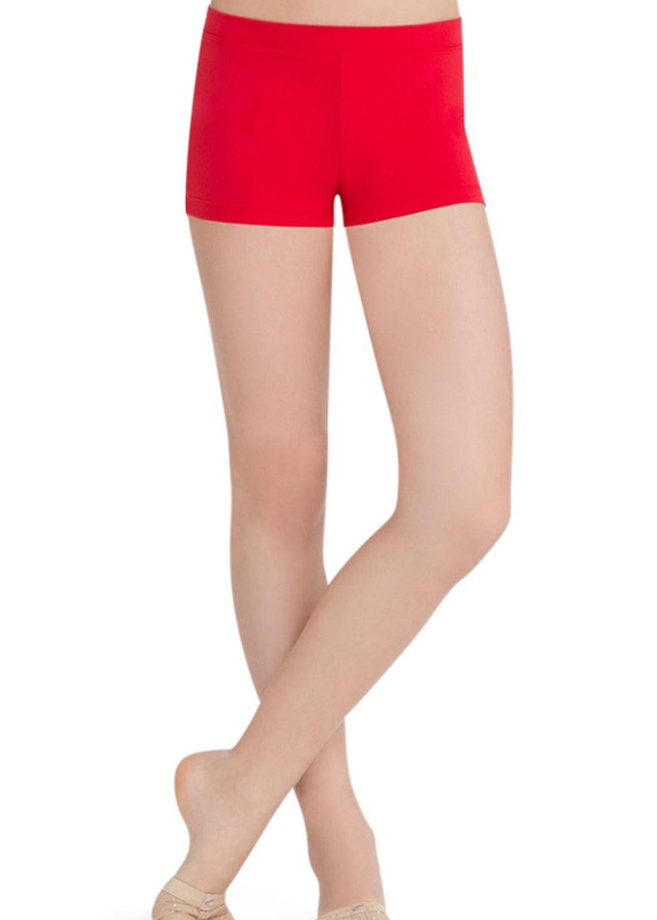 Capezio TB113C-RED Team Basics Boy-Cut Low-Rise Youth Shorts in Red