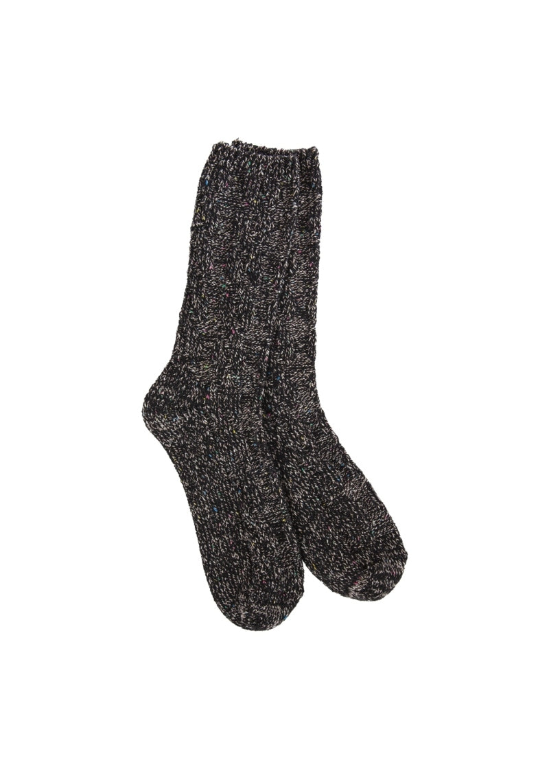 Weekend Ragg Cable Crew Socks (Black Confetti)
