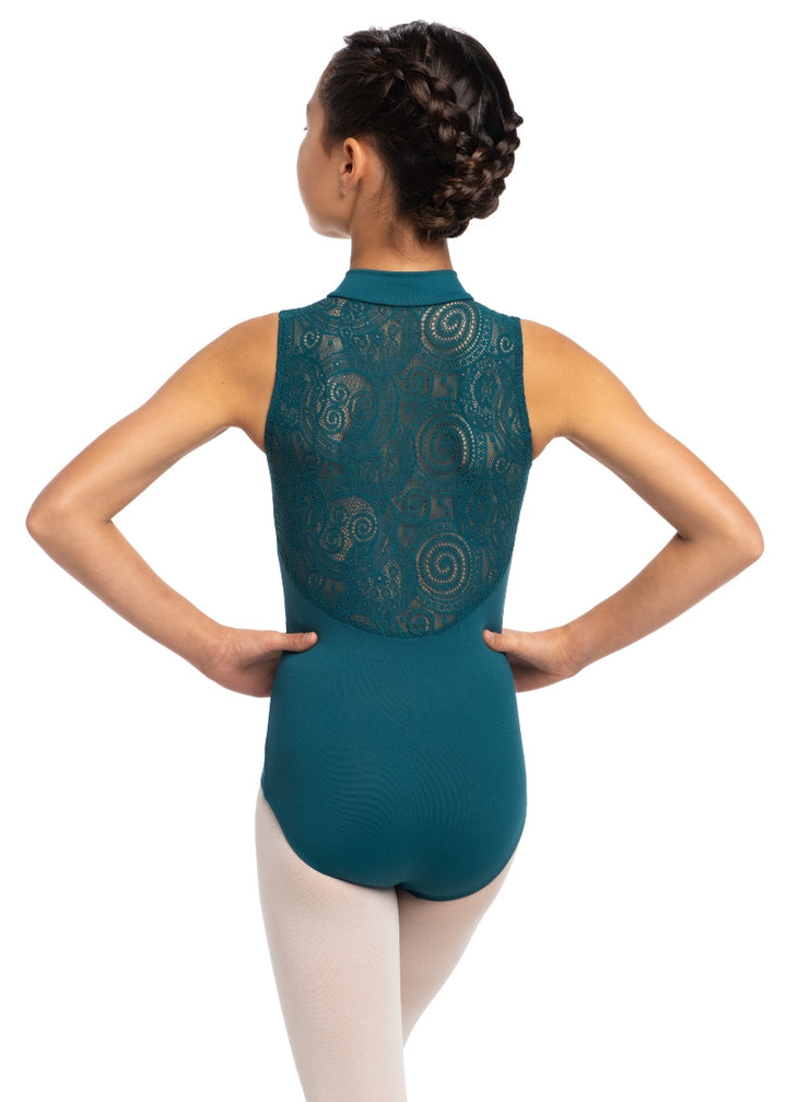 ON SALE Zip Front Lola Lace High Neck Leotard