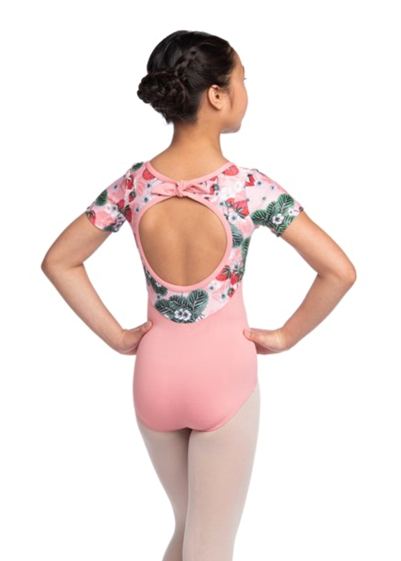 ON SALE Vivian Strawberry Cap Sleeve Leotard (Rose)