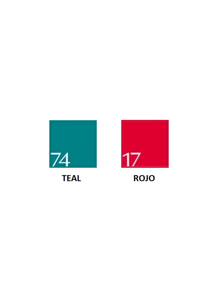 Ballet Rosa color swatches in teal and red