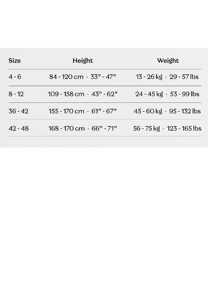 Ballet Rosa tights sizing chart